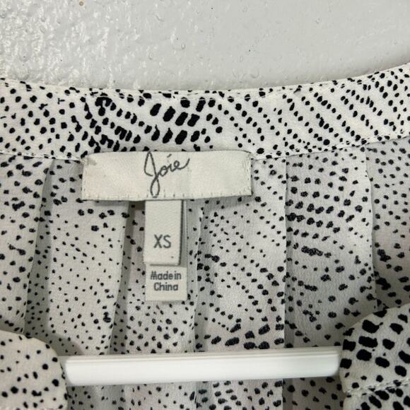 Joie Blouse Women XS Black White Dot V-Neck Silk Long Sleeve Lightweight - Picture 5 of 9